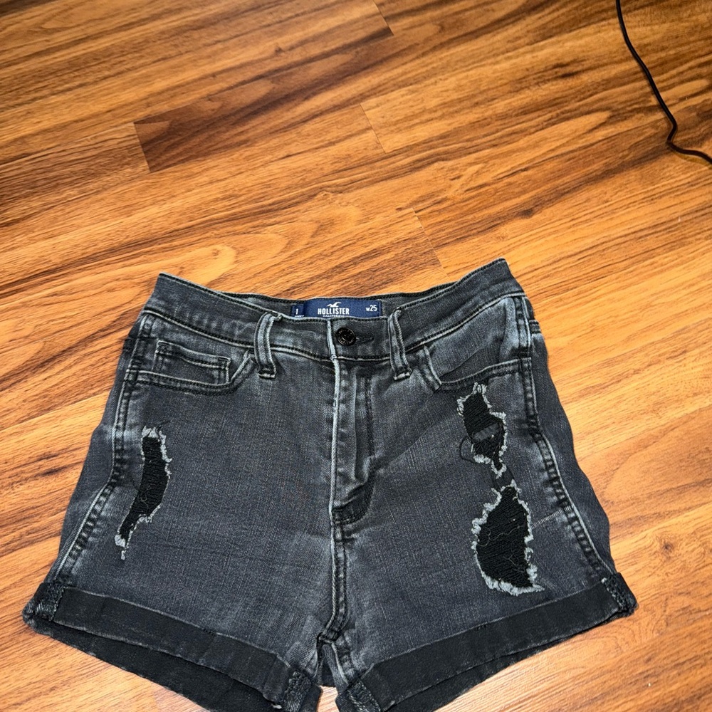 Hollister Black Distressed Jean Shorts